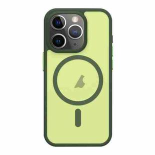 For iPhone 11 Pro Max Metal Button Skin Feel Matte MagSafe Shockproof Phone Case(Green)