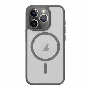 For iPhone 11 Pro Max Metal Button Skin Feel Matte MagSafe Shockproof Phone Case(Grey)