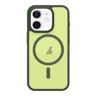 For iPhone 11 Metal Button Skin Feel Matte MagSafe Shockproof Phone Case(Green)
