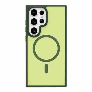 For Samsung Galaxy S21 Ultra 5G Metal Button Skin Feel Matte MagSafe Shockproof Phone Case(Green)
