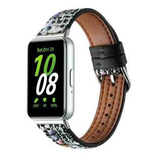 For Samsung Galaxy Fit 3 Woolen Leather Watch Band(Black)