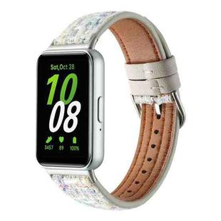 For Samsung Galaxy Fit 3 Woolen Leather Watch Band(Colorful White)