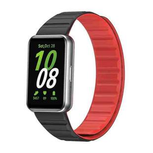 For Samsung Galaxy Fit 3 Two Color Magnetic Silicone Watch Band(Black Red)