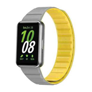 For Samsung Galaxy Fit 3 Two Color Magnetic Silicone Watch Band(Grey Yellow)