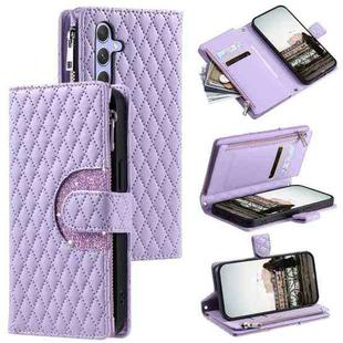 For Samsung Galaxy A34 5G Glitter Lattice Zipper Wallet Leather Phone Case(Purple)