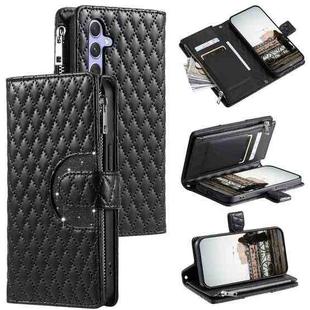 For Samsung Galaxy A54 5G Glitter Lattice Zipper Wallet Leather Phone Case(Black)