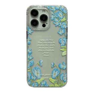 For iPhone 15 Pro Max Crystal Ice Cooling Shockproof TPU Phone Case(Blue Flower)