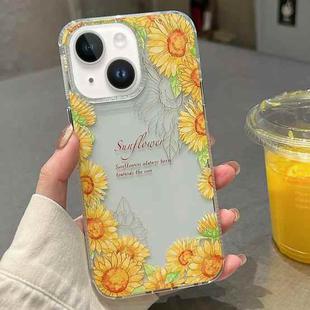 For iPhone 14 Crystal Ice Cooling Shockproof TPU Phone Case(Yellow Flower)