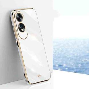 For OPPO A60 4G XINLI Straight Edge 6D Electroplate TPU Phone Case(White)