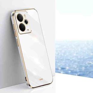 For Realme 14 5G Global XINLI Straight Edge 6D Electroplate TPU Phone Case(White)