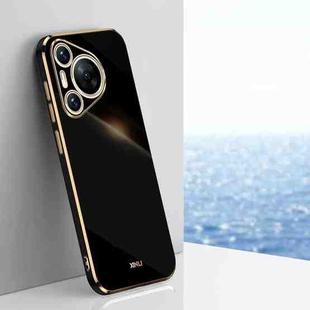 For Huawei P70 XINLI Straight 6D Plating Gold Edge TPU Phone Case(Black)