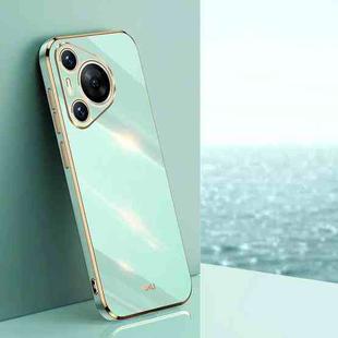 For Huawei Pura 70 Pro / Pura 70 Pro+ XINLI Straight 6D Plating Gold Edge TPU Phone Case(Mint Green)