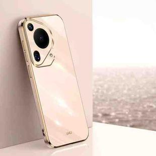 For Huawei Pura 70 Ultra XINLI Straight 6D Plating Gold Edge TPU Phone Case(Pink)