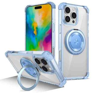 For iPhone 16 Pro Max Gold Shield CD Pattern MagSafe Magnetic Phone Case with Rotating Stand(Transparent Blue)