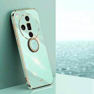 For OPPO Find X7 5G XINLI Straight 6D Plating Gold Edge TPU Shockproof Case with Ring Holder(Mint Green)