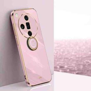 For OPPO Find X7 5G XINLI Straight 6D Plating Gold Edge TPU Shockproof Case with Ring Holder(Cherry Purple)