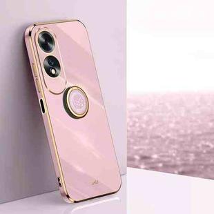 For OPPO A60 4G XINLI Straight Edge 6D Electroplate TPU Phone Case with Ring Holder(Cherry Purple)