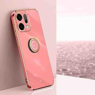 For OPPO Reno14 5G Global XINLI Straight Edge 6D Electroplate TPU Phone Case with Ring Holder(Hawthorn Red)