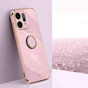 For OPPO Reno14 5G Global XINLI Straight Edge 6D Electroplate TPU Phone Case with Ring Holder(Cherry Purple)