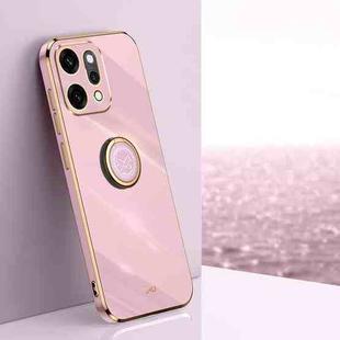 For OPPO Reno14 Pro 5G Global XINLI Straight Edge 6D Electroplate TPU Phone Case with Ring Holder(Cherry Purple)