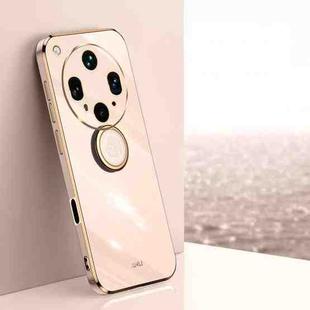 For OPPO Find X8 Ultra XINLI Straight Edge 6D Electroplate TPU Phone Case with Ring Holder(Pink)