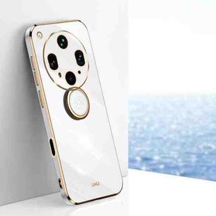 For OPPO Find X8 Ultra XINLI Straight Edge 6D Electroplate TPU Phone Case with Ring Holder(White)