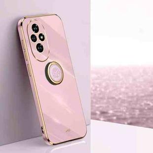 For Honor 200 XINLI Straight 6D Plating Gold Edge TPU Shockproof Case with Ring Holder(Cherry Purple)