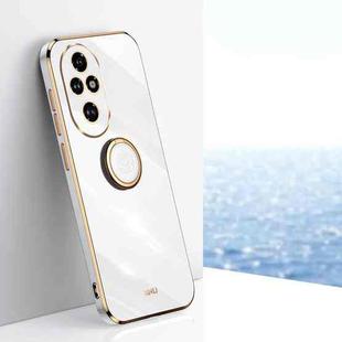 For Honor 200 Pro XINLI Straight 6D Plating Gold Edge TPU Shockproof Case with Ring Holder(White)