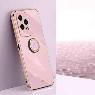 For Honor 200 Lite Global XINLI Straight 6D Plating Gold Edge TPU Shockproof Case with Ring Holder(Cherry Purple)