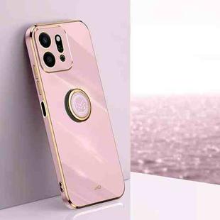 For Honor Play9T 5G XINLI Straight 6D Plating Gold Edge TPU Shockproof Case with Ring Holder(Cherry Purple)