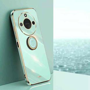 For Honor X60 XINLI Straight 6D Plating Gold Edge TPU Shockproof Case with Ring Holder(Mint Green)