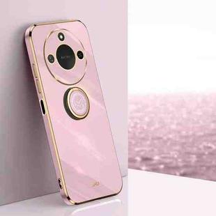 For Honor X60 XINLI Straight 6D Plating Gold Edge TPU Shockproof Case with Ring Holder(Cherry Purple)