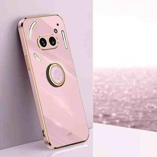 For Nothing Phone 2A XINLI Straight 6D Plating Gold Edge TPU Shockproof Case with Ring Holder(Cherry Purple)