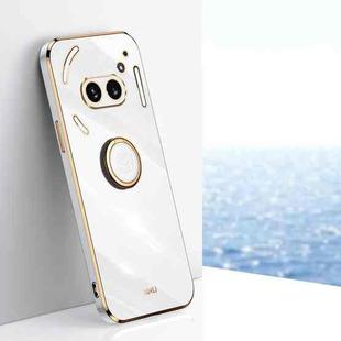 For Nothing Phone 2A XINLI Straight Edge 6D Electroplate TPU Phone Case with Ring Holder(White)