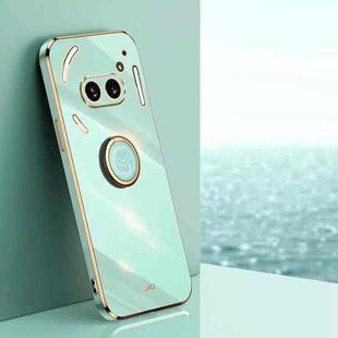 For Nothing Phone 2A XINLI Straight 6D Plating Gold Edge TPU Shockproof Case with Ring Holder(Mint Green)