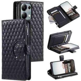 For OPPO Reno13 Pro Glitter Lattice Zipper Wallet Leather Phone Case(Black)