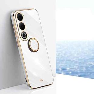 For OnePlus Ace 3V XINLI Straight 6D Plating Gold Edge TPU Shockproof Case with Ring Holder(White)