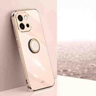 For OnePlus 13T XINLI Straight Edge 6D Electroplate TPU Phone Case with Ring Holder(Pink)