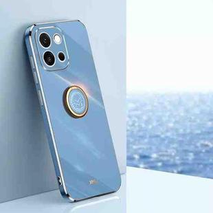 For OnePlus 13T XINLI Straight Edge 6D Electroplate TPU Phone Case with Ring Holder(Celestial Blue)