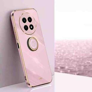 For Realme 12 5G XINLI Straight 6D Plating Gold Edge TPU Shockproof Case with Ring Holder(Cherry Purple)