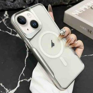 For iPhone 15 Plus Blade Electroplating Frosted MagSafe Magnetic Phone Case(Silver)