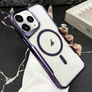 For iPhone 11 Pro Max Blade Electroplating Frosted MagSafe Magnetic Phone Case(Purple)