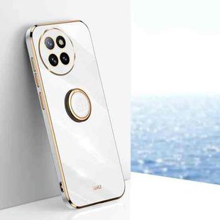 For Xiaomi Civi 4 Pro XINLI Straight 6D Plating Gold Edge TPU Shockproof Case with Ring Holder(White)