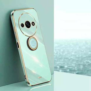 For Xiaomi Redmi A3 XINLI Straight Edge 6D Electroplate TPU Phone Case with Ring Holder(Mint Green)