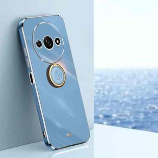 For Xiaomi Redmi A3 XINLI Straight 6D Plating Gold Edge TPU Shockproof Case with Ring Holder(Celestial Blue)