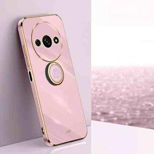For Xiaomi Redmi A3 XINLI Straight 6D Plating Gold Edge TPU Shockproof Case with Ring Holder(Cherry Purple)