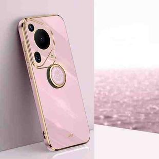 For Huawei Pura 70 Ultra XINLI Straight 6D Plating Gold Edge TPU Shockproof Case with Ring Holder(Cherry Purple)