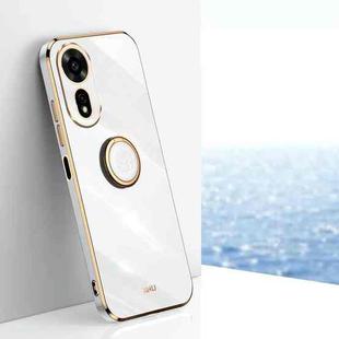 For Huawei Nova 12 SE XINLI Straight 6D Plating Gold Edge TPU Shockproof Case with Ring Holder(White)