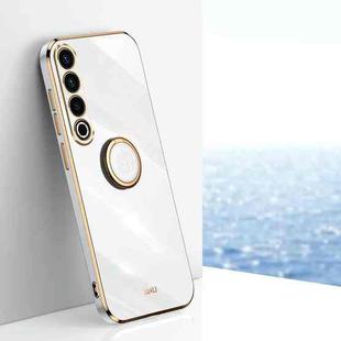For Meizu 20 Pro 5G XINLI Straight 6D Plating Gold Edge TPU Shockproof Case with Ring Holder(White)