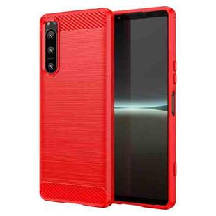 For Sony Xperia 5 IV Brushed Texture Carbon Fiber TPU Phone Case(Red)